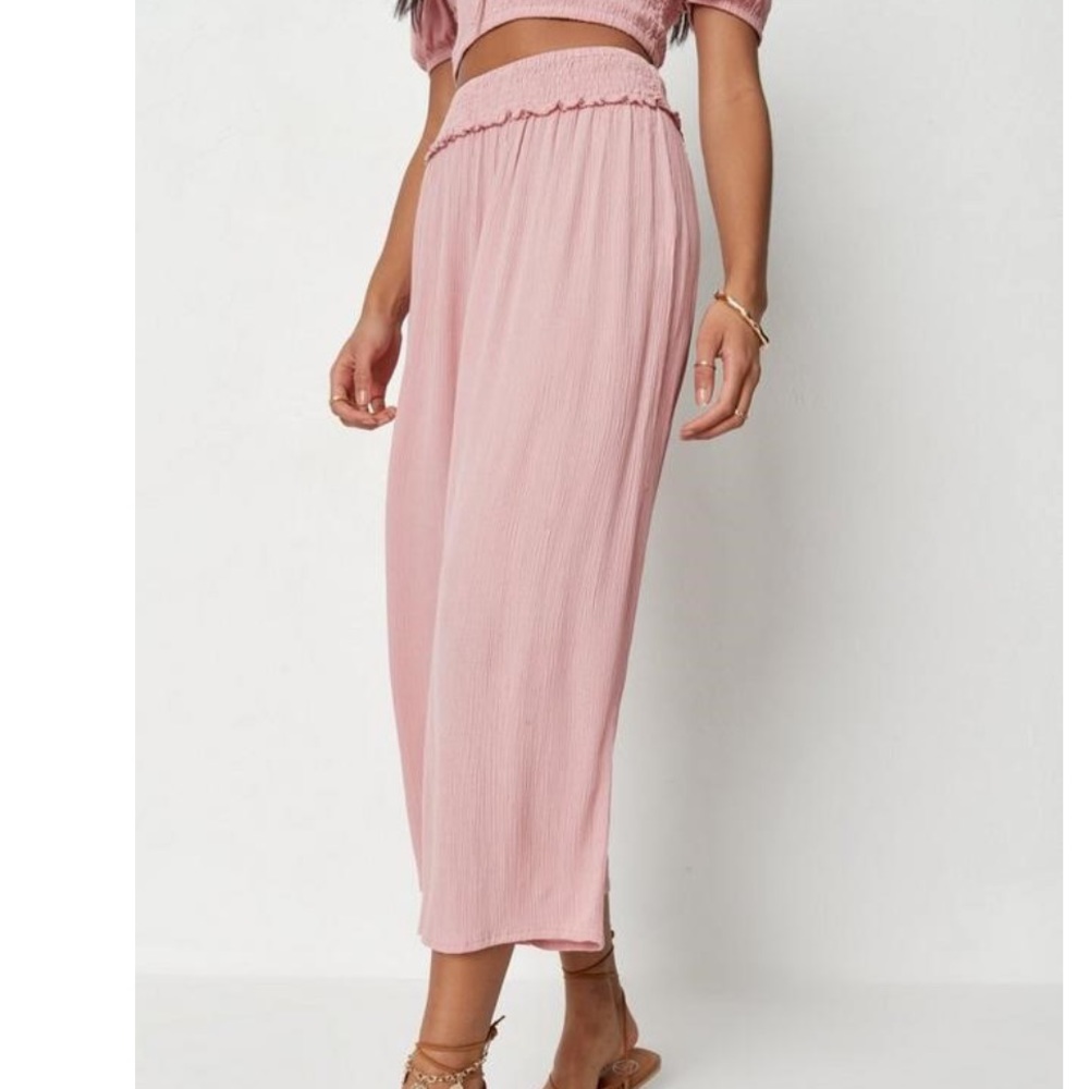 Missguided Shirred High Waisted Wide Leg Pants